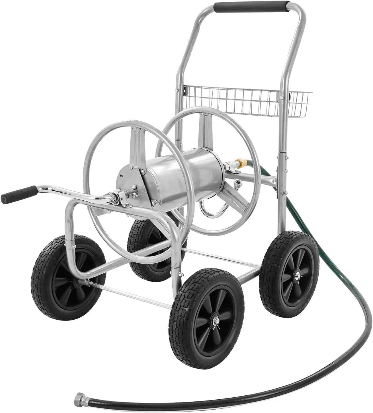 Hose Reel Cart, Hold Up to 300 ft of 5/8’’ Hose, Garden Water Hose Carts Mobile Tools with 4 Wheels, Heavy Duty Powder-Coated St