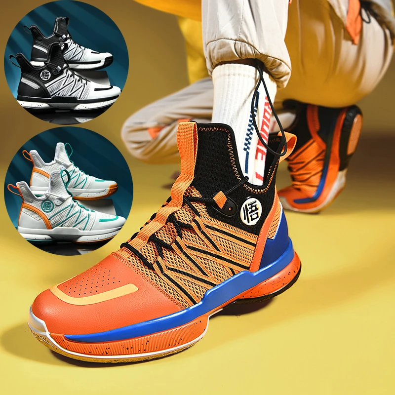 

Баскетбольные кроссовки Dragon Ball Son Goku, мужские высокие кроссовки в стиле аниме, нескользящая дышащая уличная спортивная обувь на плоской подошве, подарок на день рождения