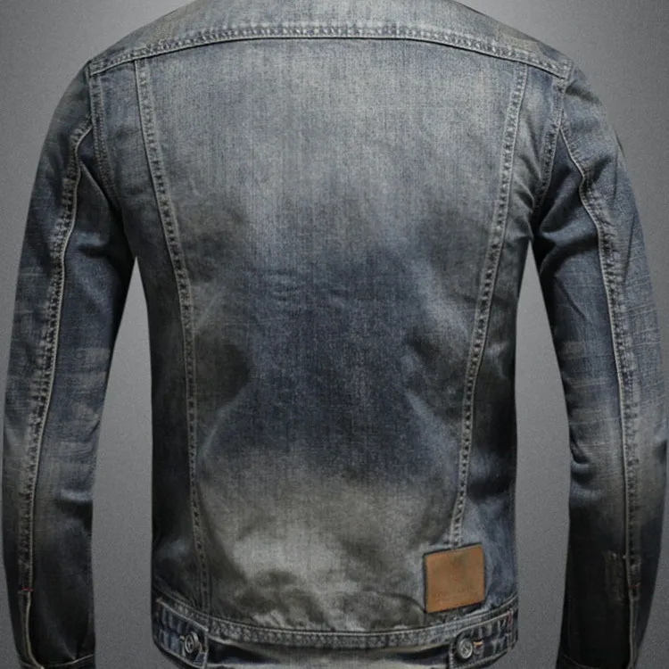 Frühling und Herbst Jeans jacke Männer Boutique Reiß verschluss Mode Turn Down Kragen Herren Kleidung lässige Jeans jacke schlanken Cowboy Mantel