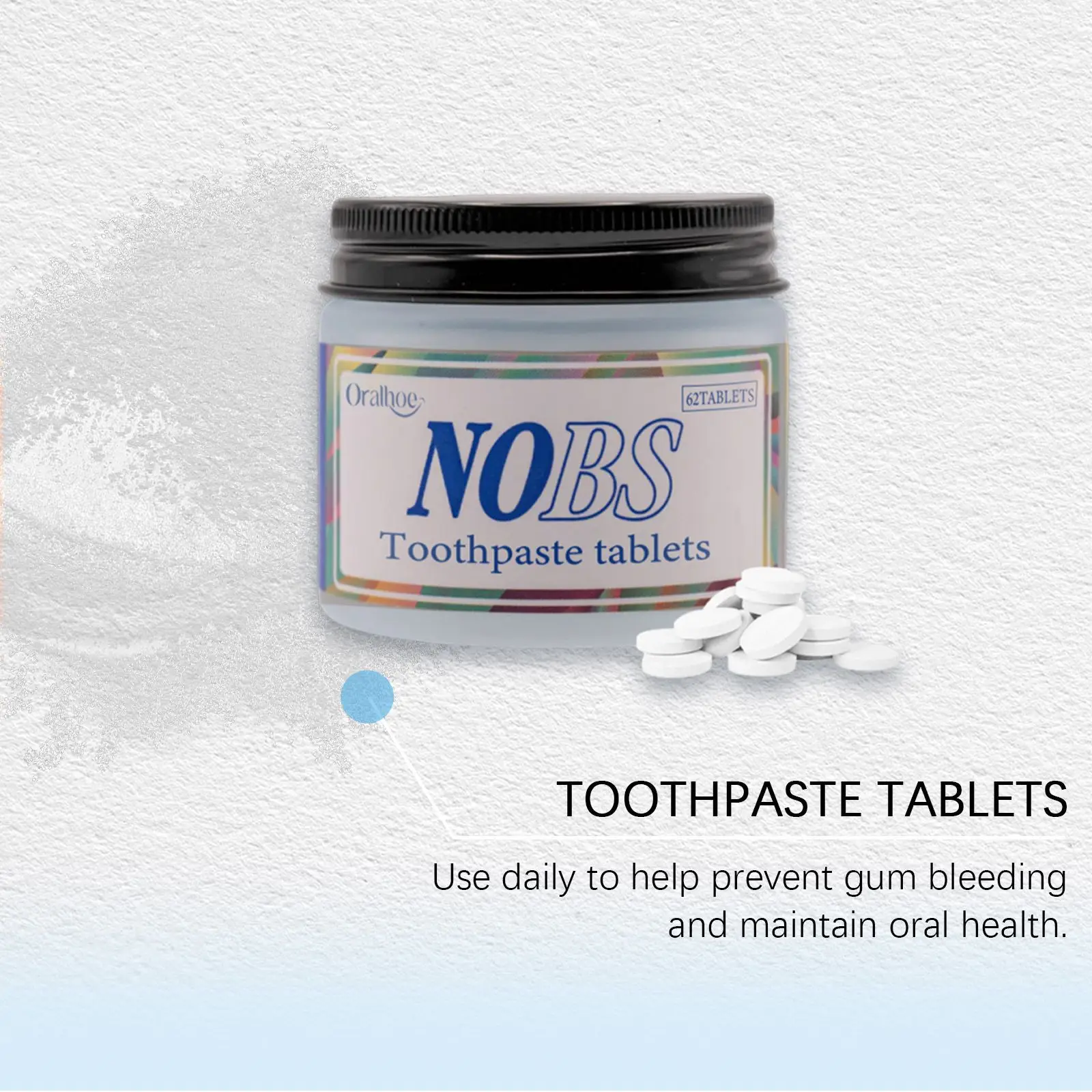 NOBS Toothpaste Tablets - Nano Hydroxyapatite, Flouride Free, Eco & Travel Friendly - Teeth Whitening Fresh Remove Smoke Stains
