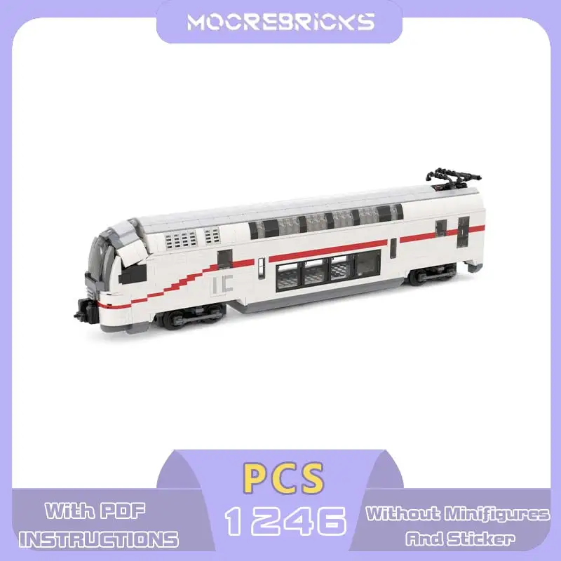 MOC 8 Wide KISS Train Building Blocks Europe Germany Modern Double Deck Intermediate Passenger Carriage Wagon Bricks Adult