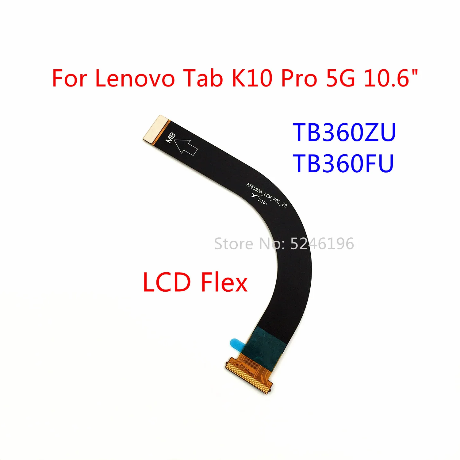 Cabo Flexível de Conexão do Display LCD à Placa Principal para Lenovo Tab K10 Pro 5G 10.6 polegadas TB360ZU TB360FU - Peça de Substituição