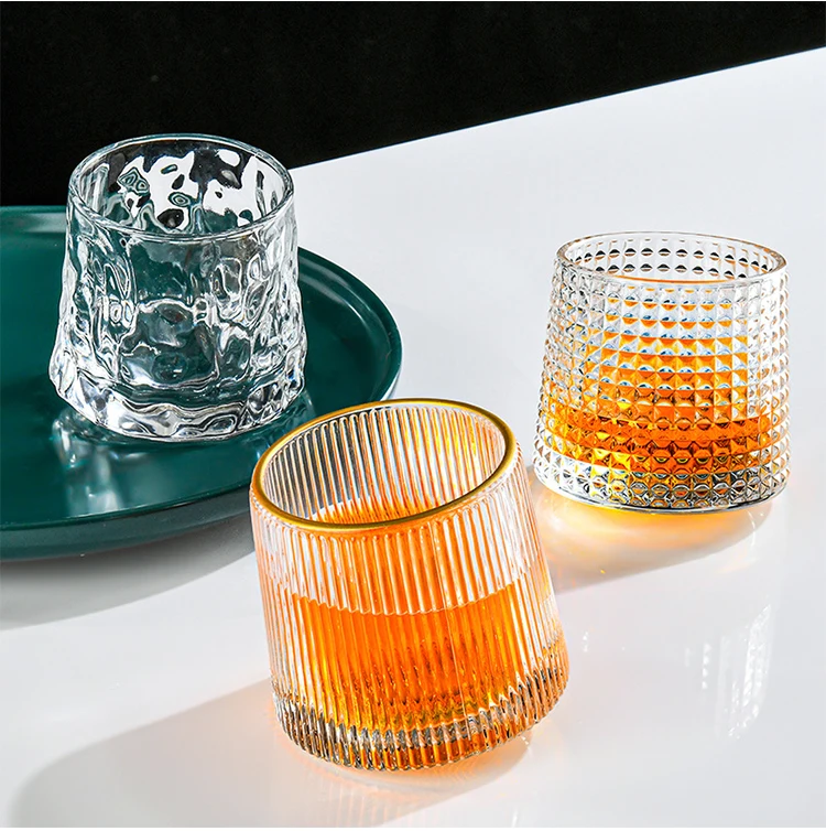 

Creative Rotary Whiskey Glass Transparent Juice Cup Crystal Wine Tumbler Vodka Cognac Brandy Snifter Cup Tumbler Beer Cup