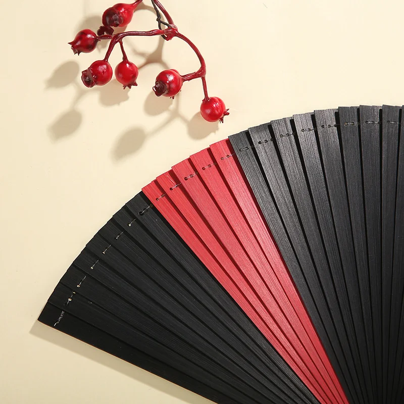 18cm Bamboo Hand Fold Retro Fan Mini Small Fan Japanese Folding Fan Dance Fan Exquisite Craft Gift Fan All Black Wedding Fans