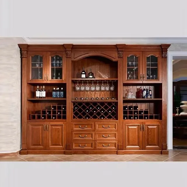 Solid wood American classic style custom modular wine cabinet