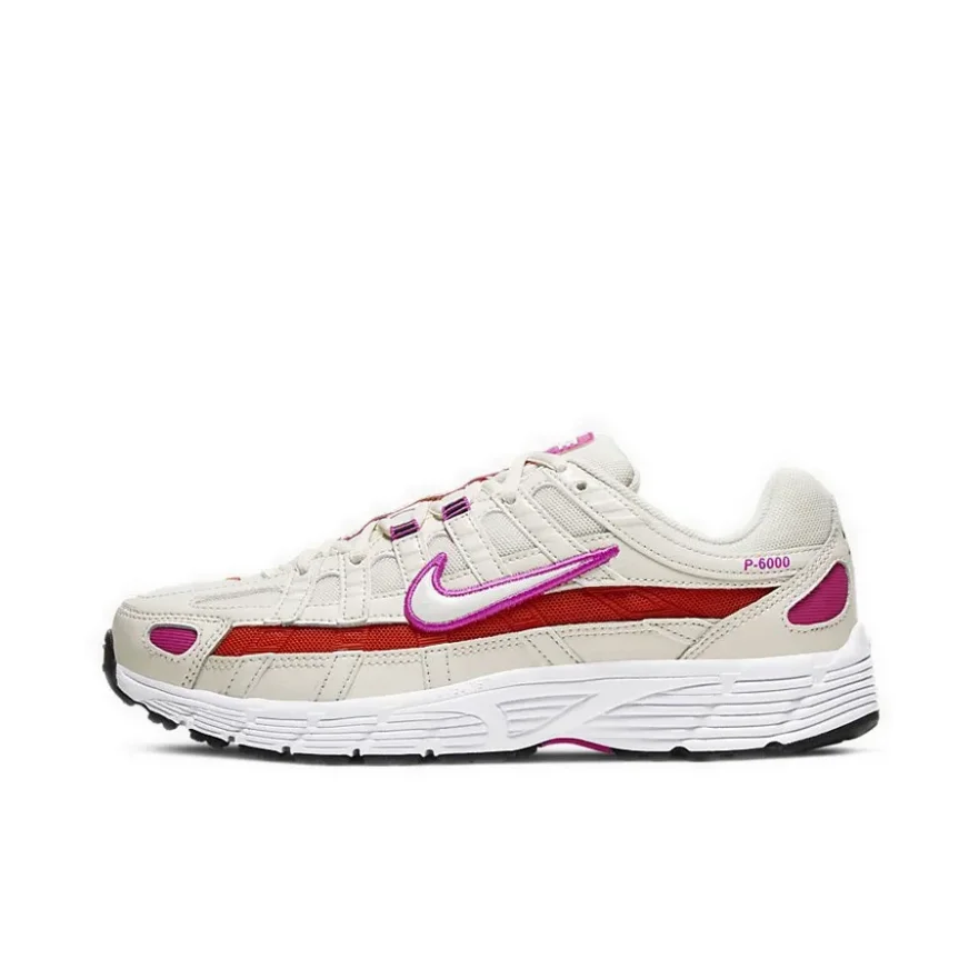 Nike P-6000 Fashion Retro Running Shoes Soft Comfortable Breathable Low Top Men's and Women's Sneakers WhiteRed Colours