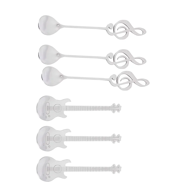 

HGHO Coffee Spoons,60 Pack Creative Cute Teaspoons Stainless Steel Staff Musical Notation Shaped (30 Music Note +30 Guitar)
