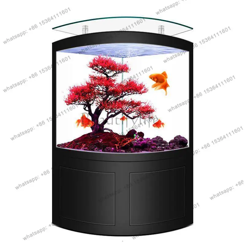New creative light luxury fish tank office against the wall floor cabinet medium and large ecological bottom filter