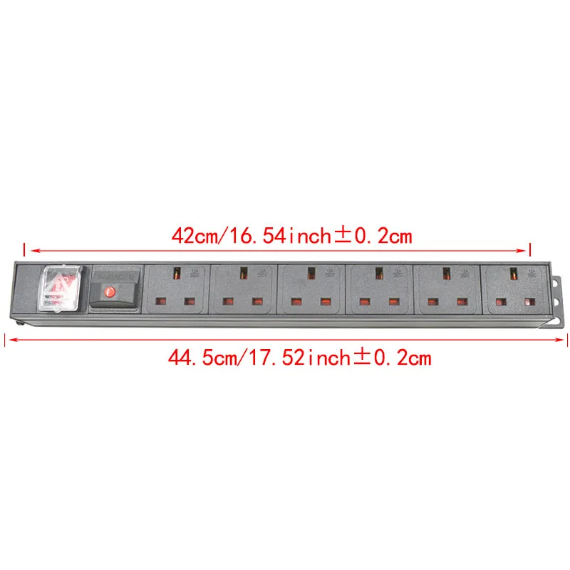 PDU Power Strip Socket 6 way UK Standard aluminium alloy Outlets C13 Interface 13A overload protection