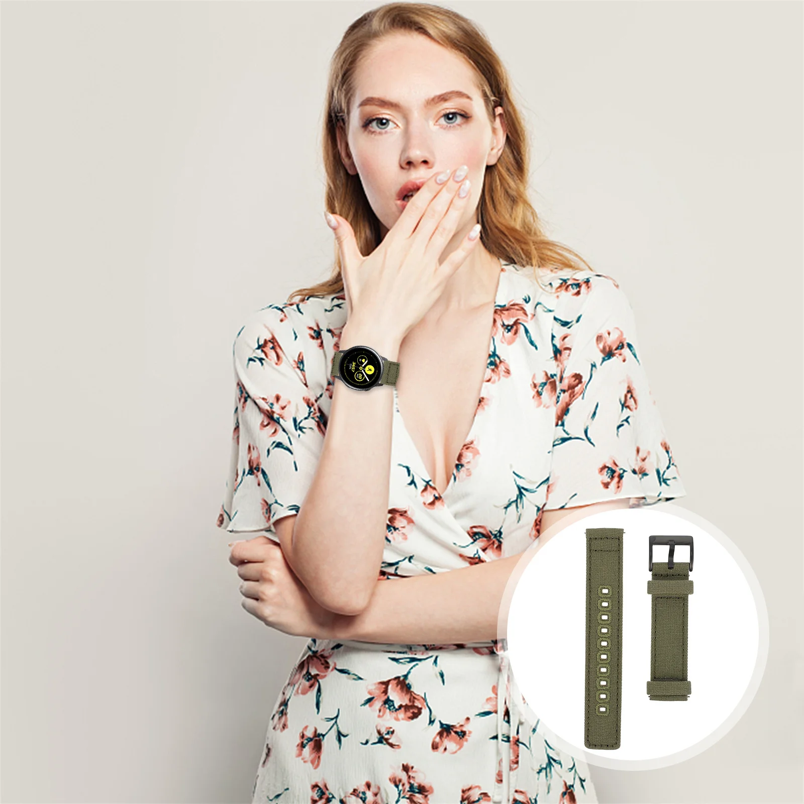 

Canvas Smartwatch Strap 20mm Quick Release Lightweight Scratch Resistant Sports Watch Band for Casual Dress Up Replacement