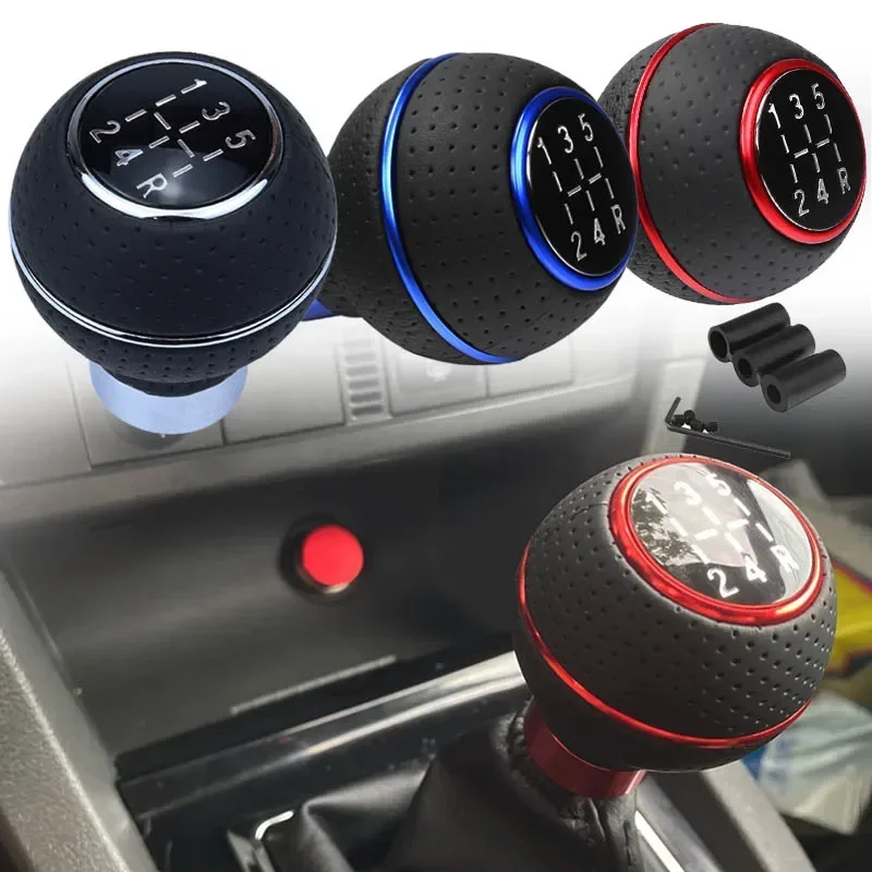 

5 Speed Shift Knob Gear Stick Leather Shifter Lever Shifting Transmission Fit Most Manual Cars Trucks SUV Vehicle