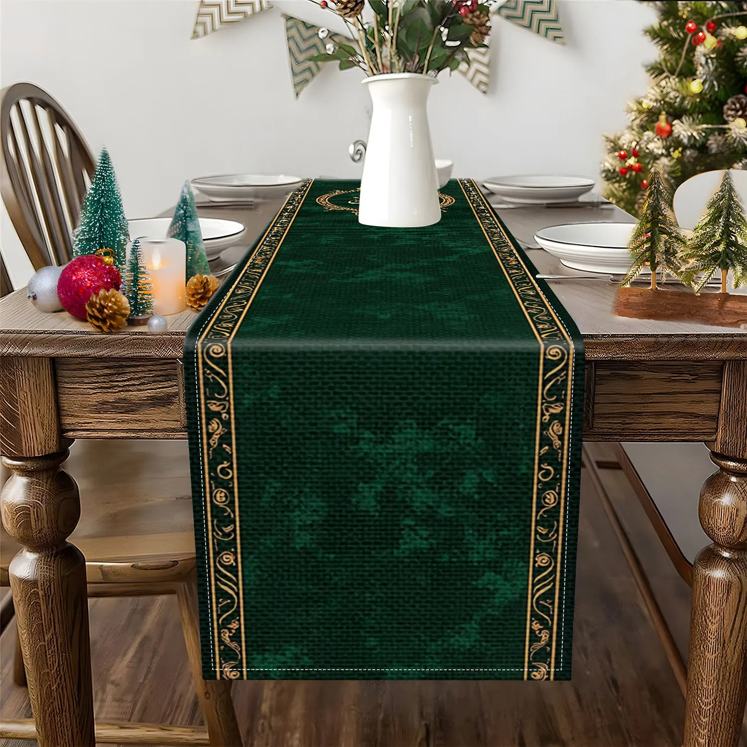1 Piece of Islamic-Style Table Runner, Decorated with Arabic Motifs and Text, Suitable for Religious Venues and Exotic-Style Homes