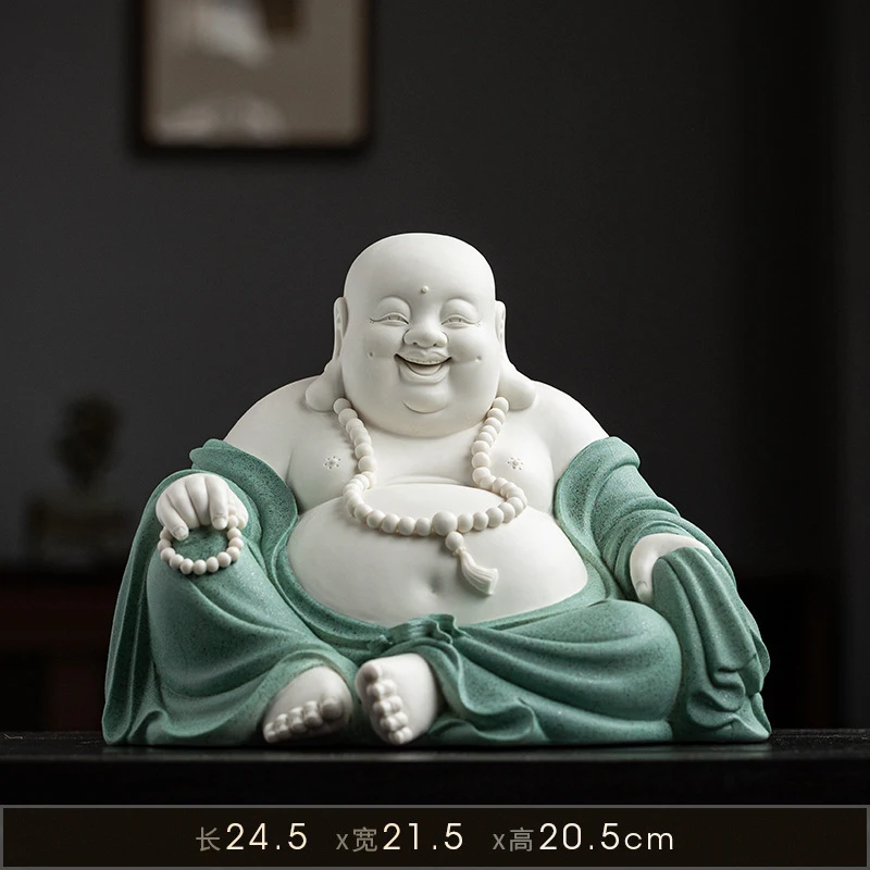 Maitreya Figurine, Big Belly Statue, Happy Laughing Buddha, Wealth-Attracting Home Living Room Store Decoration, H