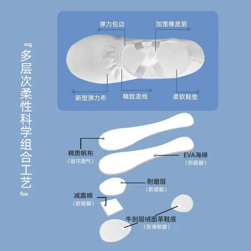 흰색 댄스 신발, 부드러운 밑창, 어린이 연습, 소년 체조, 전문 고양이 발, 민족 발레