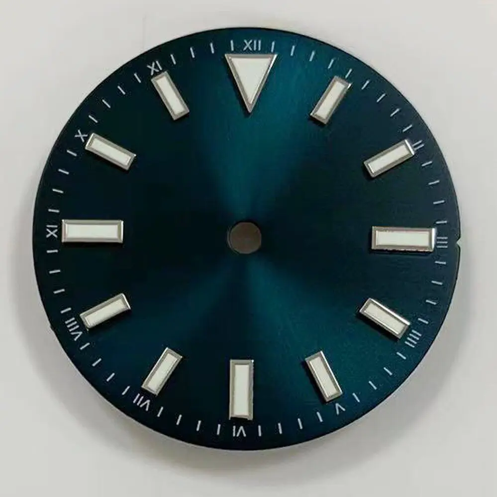 28.5MM Watch Dial Green Luminous Strip Nail Watch Face for NH35 8215 2836 Movement Modified Part Sun Pattern Dial