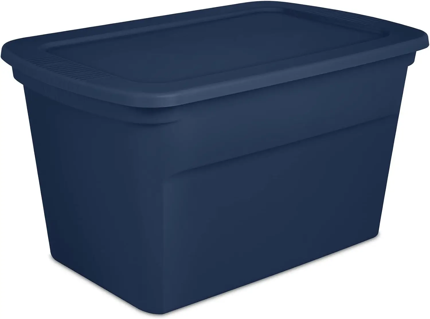 Lidded Stackable 30 Gallon Storage Tote Container with Handles and Indented Lid for Space Saving Household Storage