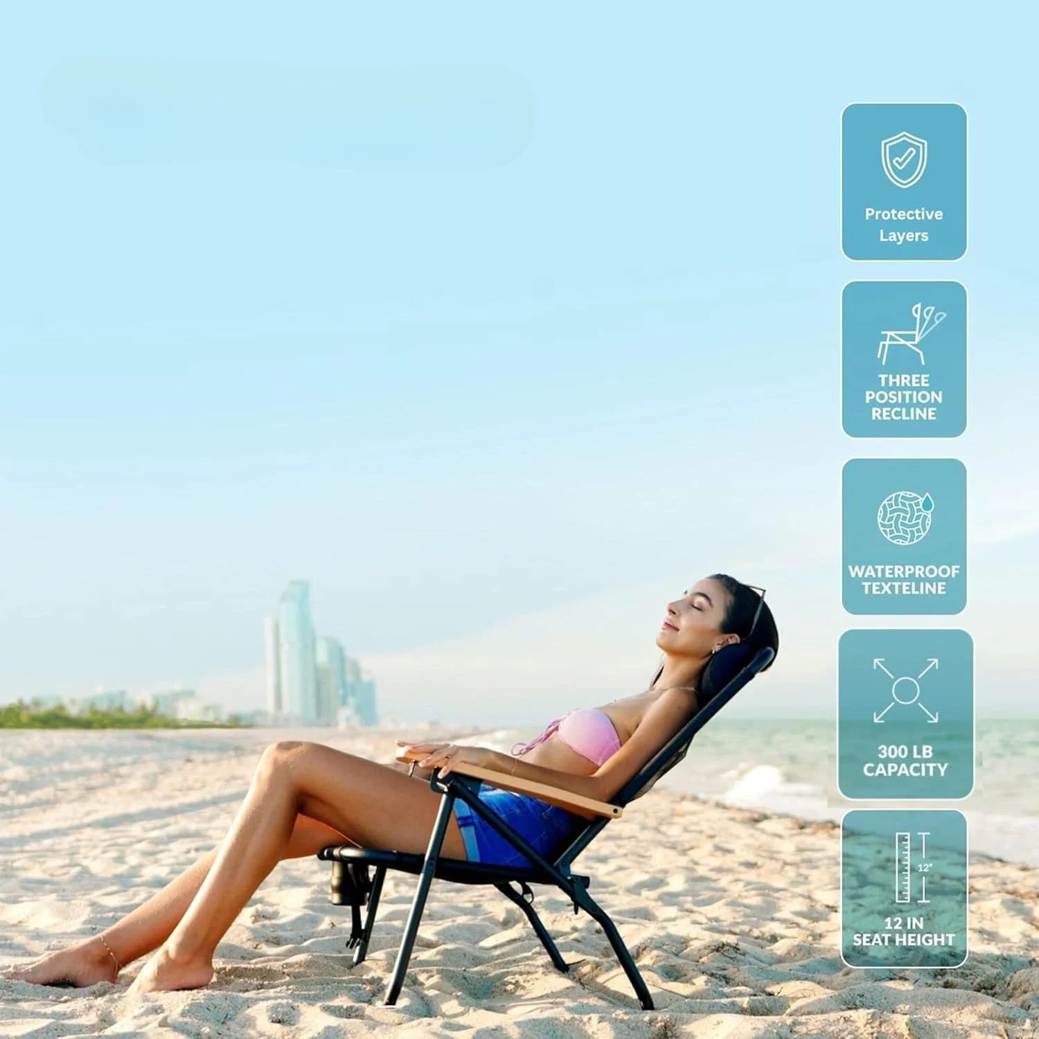 Beach Chair - Premium Backpack Beach Chair for Adults - Beach Chair with Backpack Straps - Foldable and Reclining