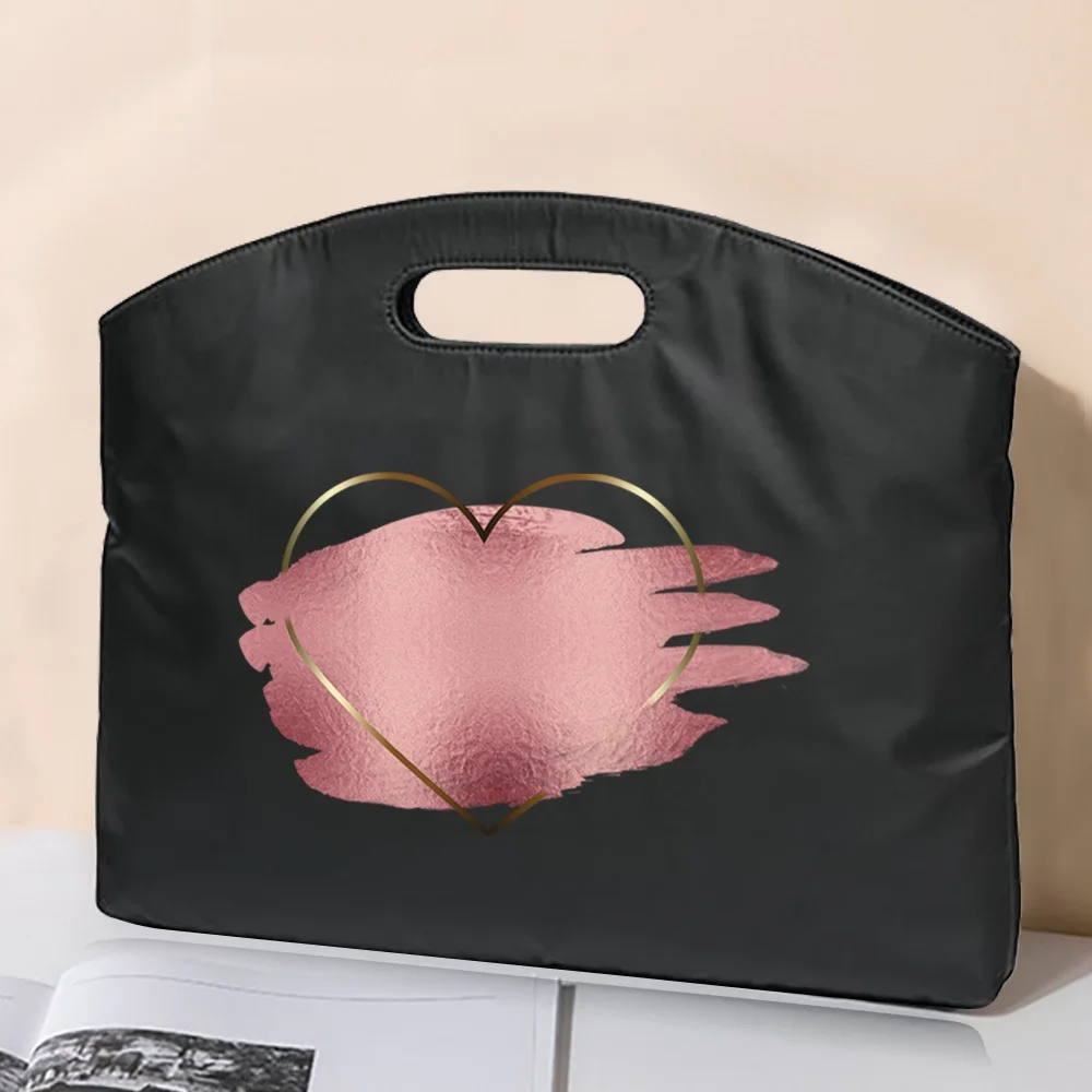 2026 Portable Women Men's Document Bags Handbag Briefcase Business Pouch Love Print Office Worker Notebooks Organize Accessories