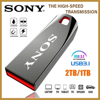SONY แฟลชไดรฟ์ 2TB Usb 3.0 Mini โลหะความเร็วสูง Pendrive 1TB 512GB Stick แบบพกพาไดรฟ์กันน้ํา Memoria เก็บ U Disk