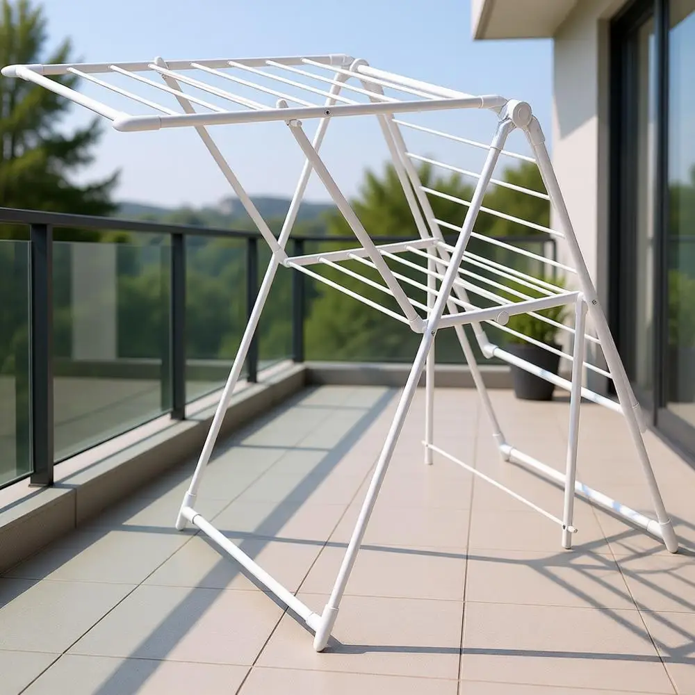 

Металлическая сушилка для одежды с двумя перекладинами, 61x23.6x39.3 дюйма, белая