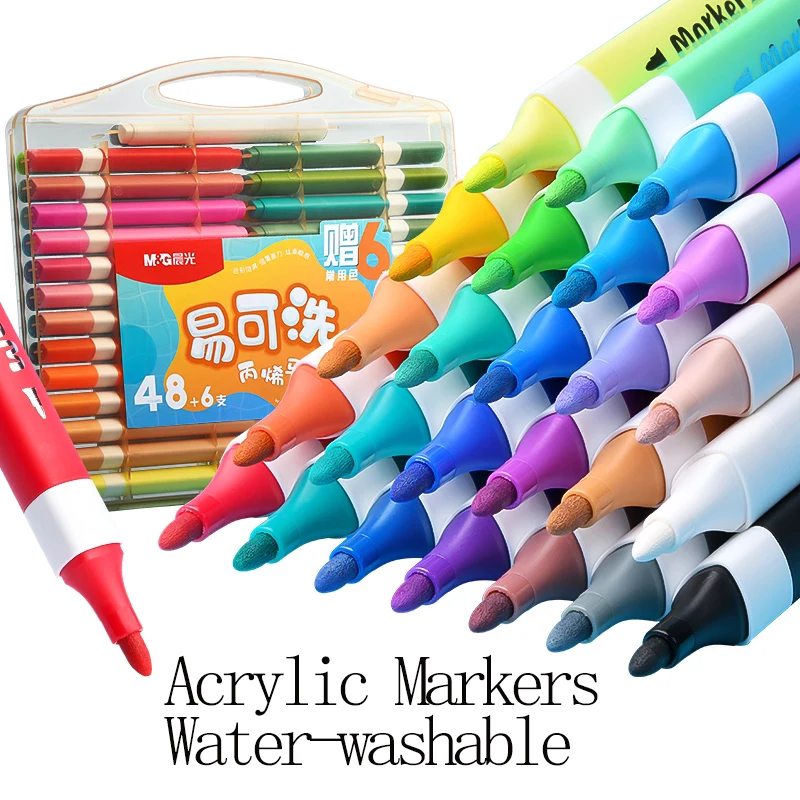 

M&G Acrylic Markers, Washable, 12/24/36/48 Colors, Ideal for Student Drawing, Doodling, and Art Projects