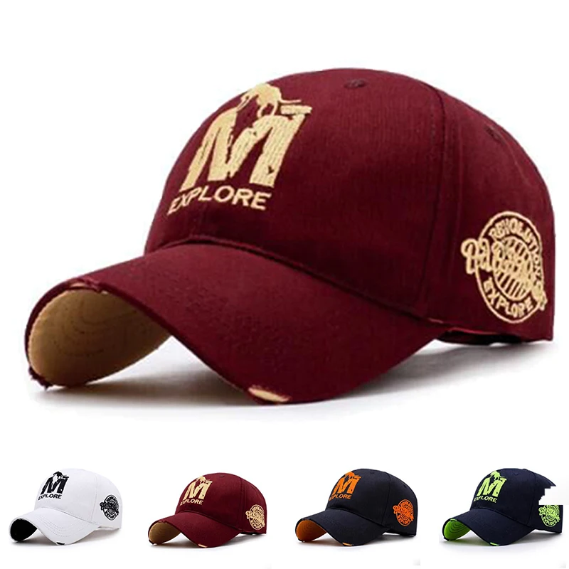 Unisex EXPLORE M Wolf Embroidery Baseball Caps Spring Autumn