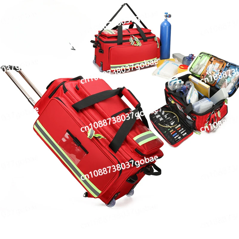 Large Capacity Trolley First Aid Kit, Hygiene Trolley Backpack, Sampling and Testing Portable Medical Kit, Outdoor First Aid