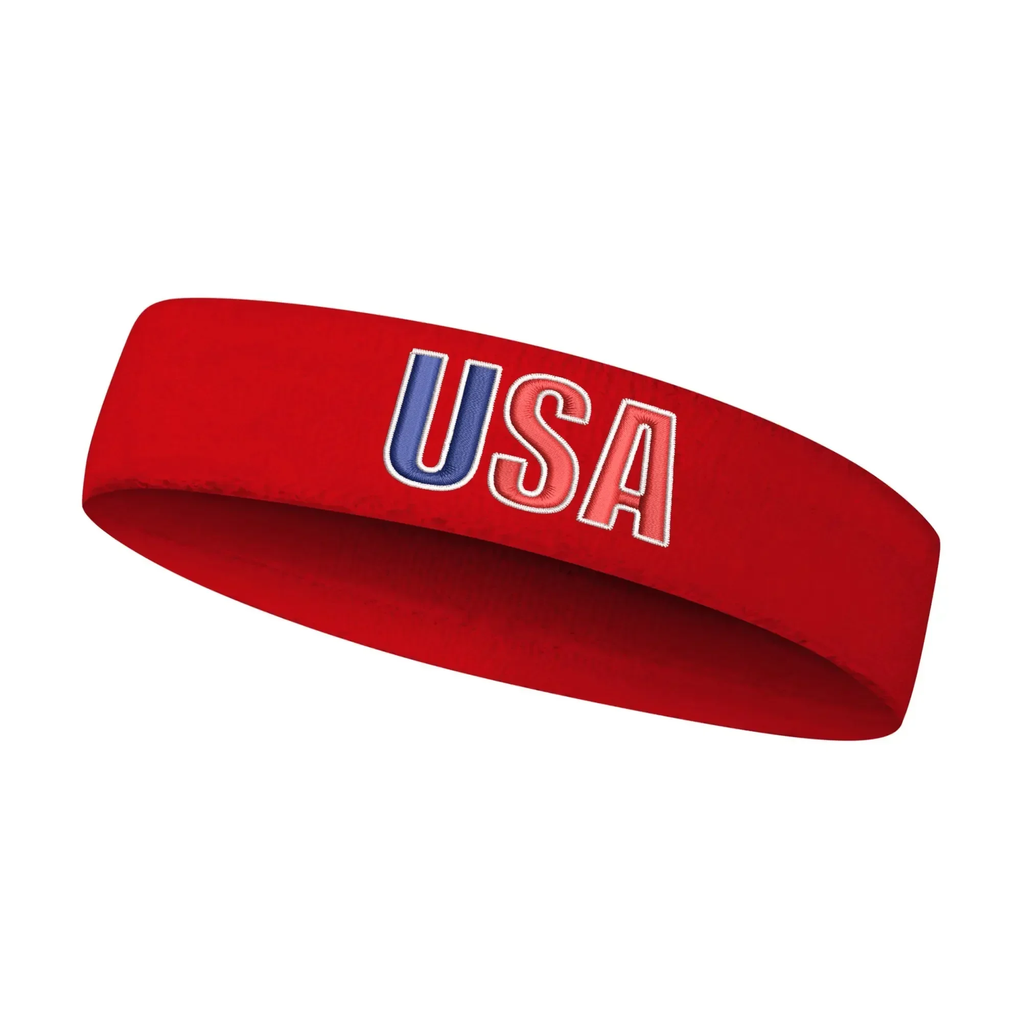 USA Logo American Design Embroidered Sports Headband Mens Womens Sweatband Bandana Back Band DIY Name & Team Name & Colors