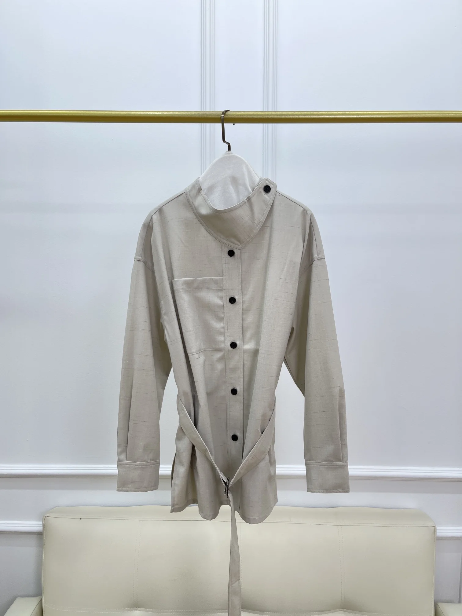 New Wool, Cotton And Linen Blended Fabric Jacket And Trousers Suit, Light And Breathable, Stand-Up Collar Button, Loose Femle