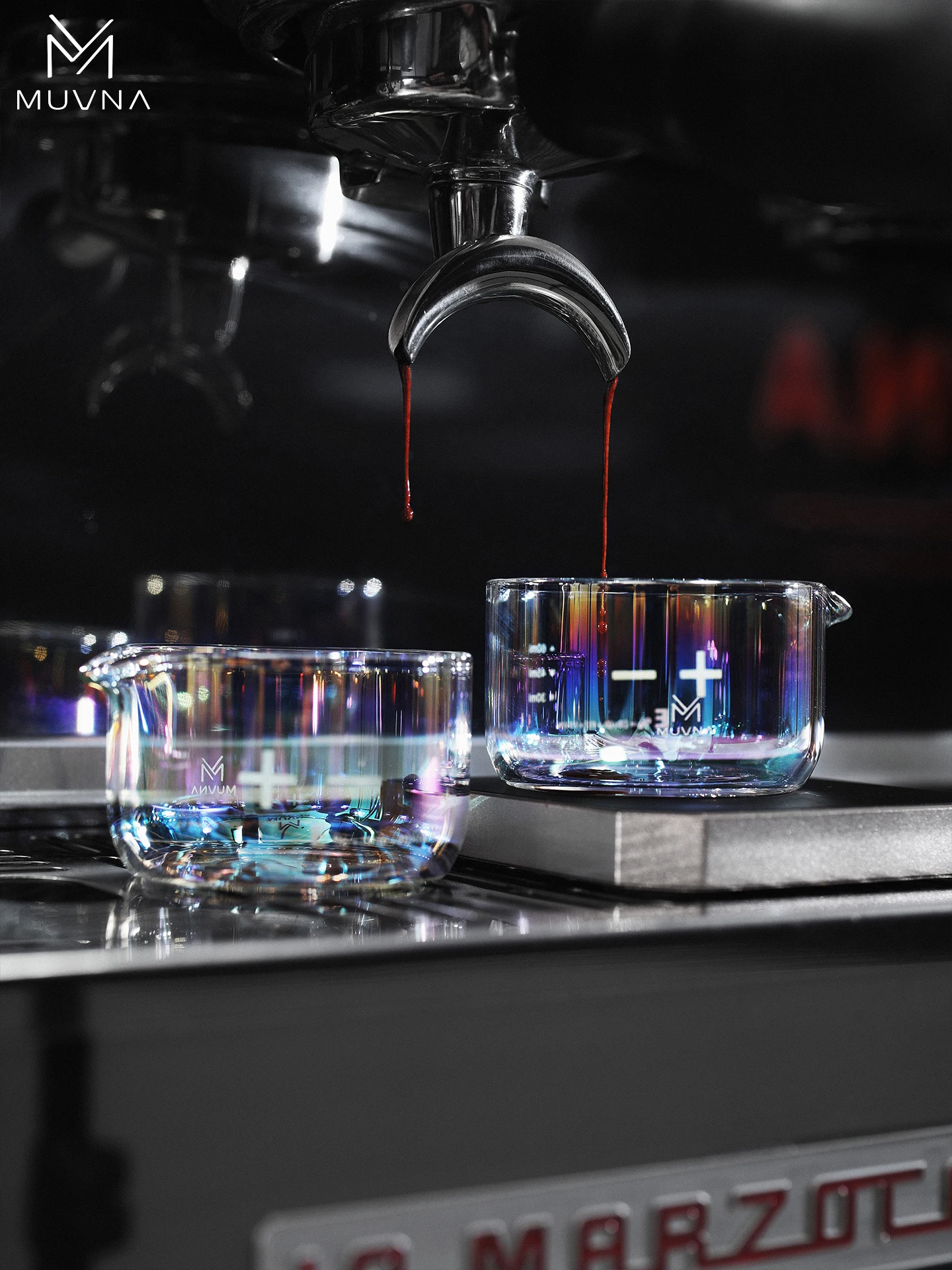 أكواب قياس قهوة اسبريسو من MUVNA زجاج شفاف 100 مل مع أدوات قياس المطبخ المنزلي