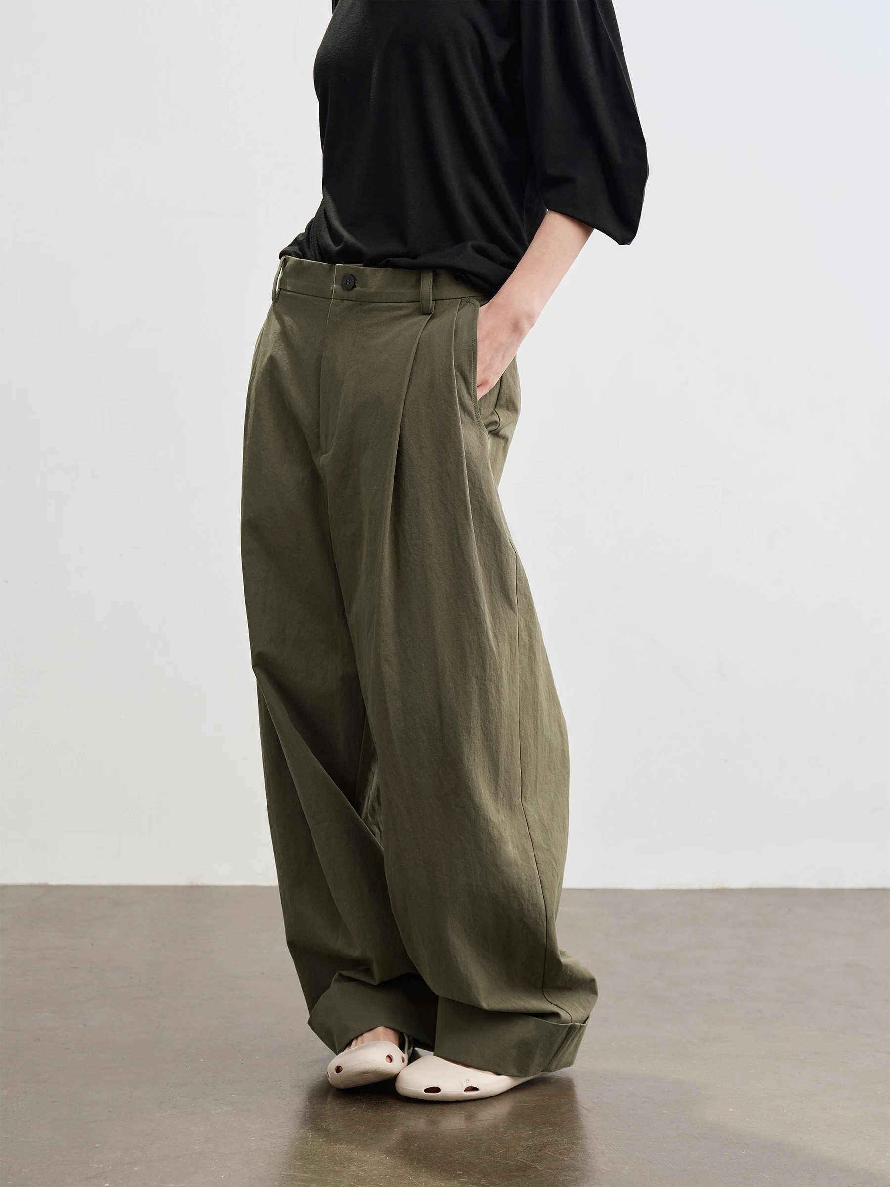 

Повседневные брюки-оксфорды SHKUCO с широкими штанинами, хлопковые, для поездок на работу, стройнящие, длинные, свободного кроя, женские повседневные брюки