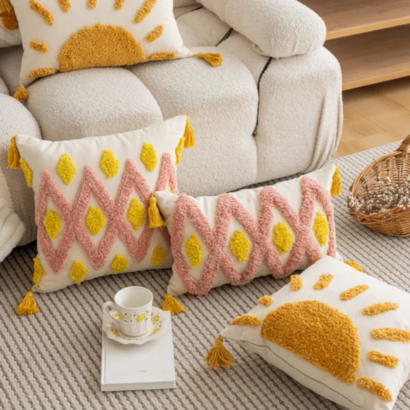 

Богемная жаккардовая декоративная подушка в скандинавском стиле с подсолнухом, подушка для дивана, надувная подушка для талии, подушка для офисного стула, декор для гостиной