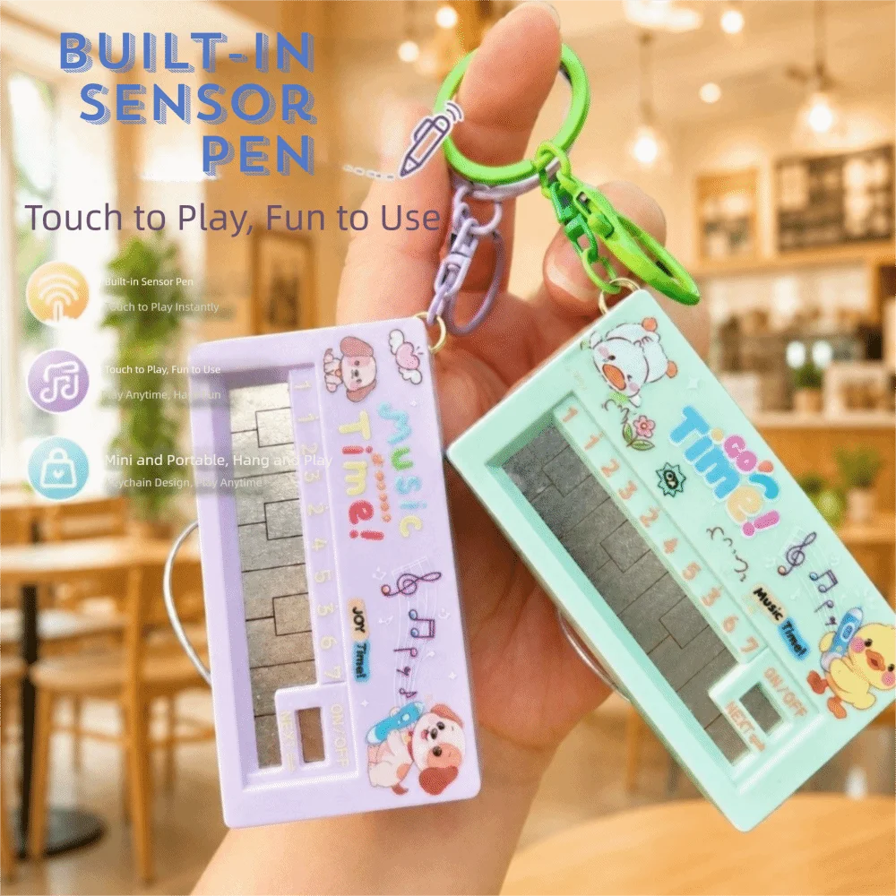 Multicolor Electronic Piano Keychain Induction Rod Novelty Electronic Piano Keyring Cute Cartoon Animal Electronic Piano Pendant