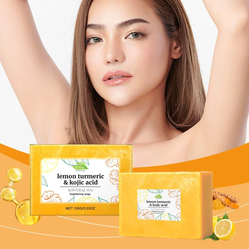 

Lemon & Turmeric Soap Bar - Gentle Brightening Body Soap, Helps Even Skin Tone, Moisturizing & Nourishing For All Skin Types