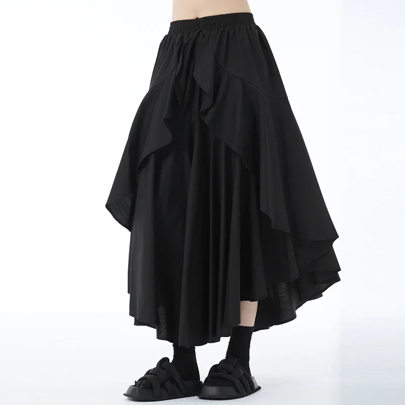 Tannt falda de mujer faldas irregulares de cintura alta para mujer asimetría negro Gary Casual todo-fósforo Casual faldas largas mujeres 2025