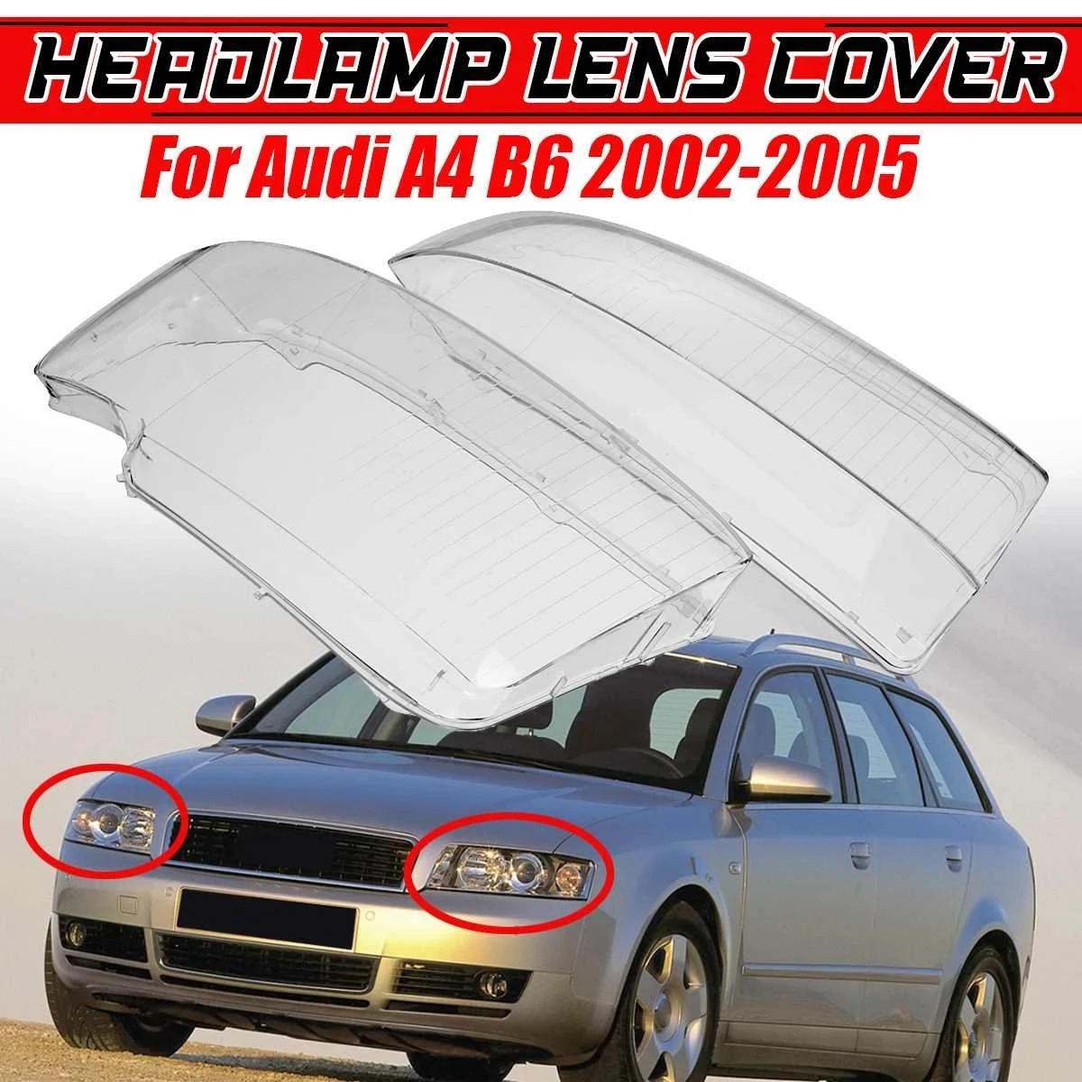 Front Headlight Lens Cover For Audi A4 B6 2002 2003 2004 2005 Transparent Lampshade Clear Car Headlamp Shell