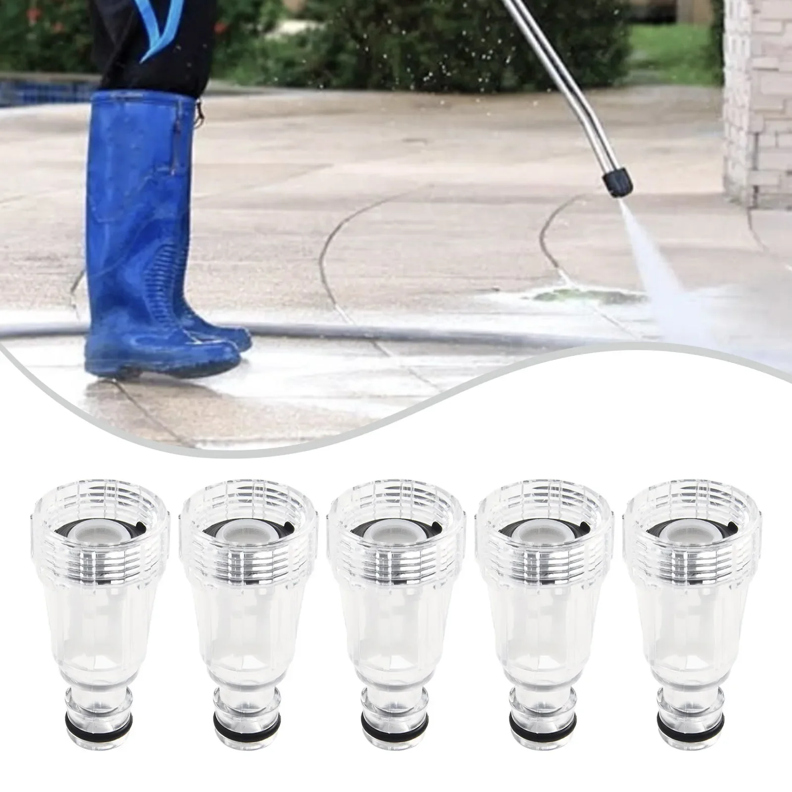 Pressure Washer Water Inlet Filter Transparent Plastic Replacement Tool 5pcs Parts Accessories Useful High Pressure Washer