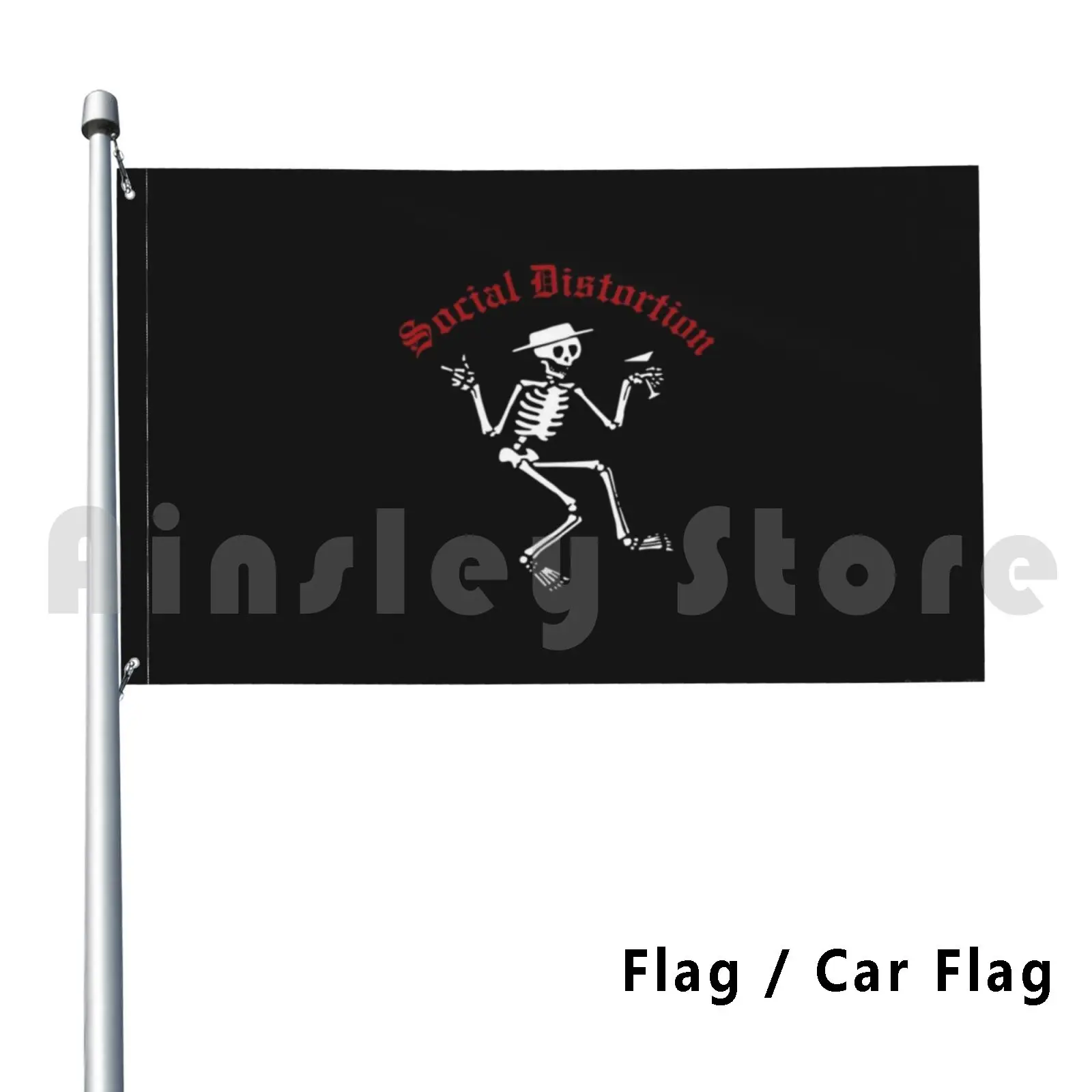 Social D Flag Car Flag Funny Social Distortion Punk Rock Usa Music Band California Skull Logo Skeleton