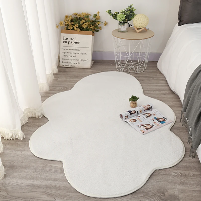 Nordic Ins Rugs for Bedroom White Cloud Shape Bedside Floor Mat Fluffy Soft Living Room Decoration Carpet Thick Plush Lounge Rug