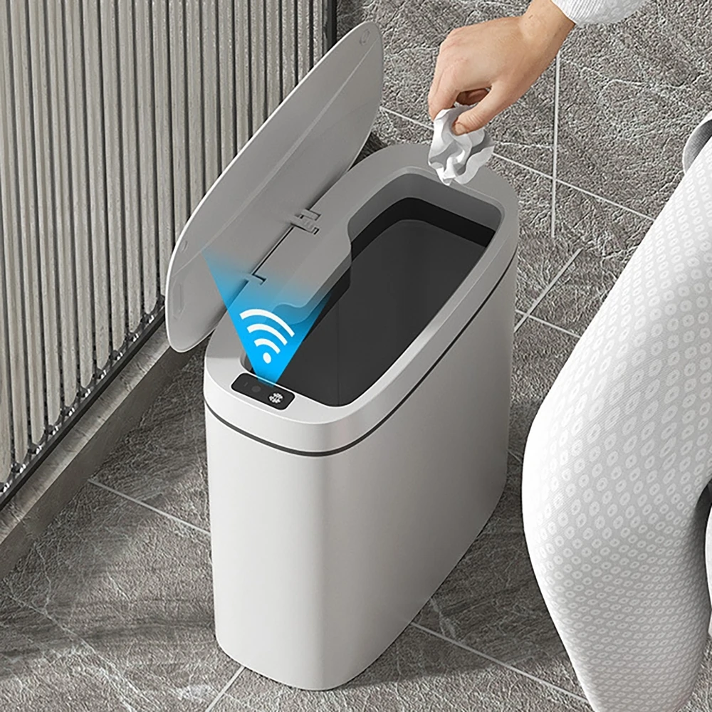 

14L Smart Sensor Trash Kitchen Toilet Waterproof Narrow Seam Automatic Trash Bin Wastebasket Touchless Rubbish Garbage