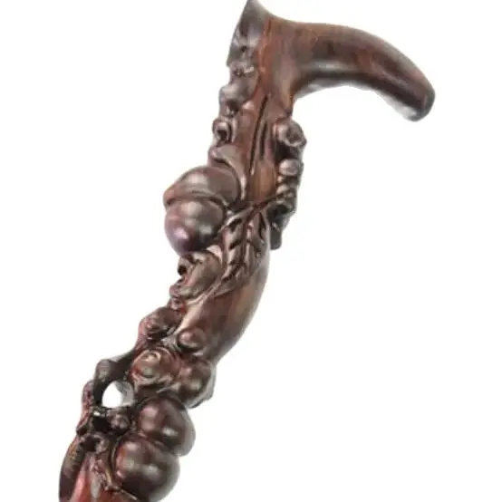 Hand carving A cane Chicken Wing Wood walking sticks Black Sandalwood Shoutao Integrated Crutches Red Wood Carving Crutches