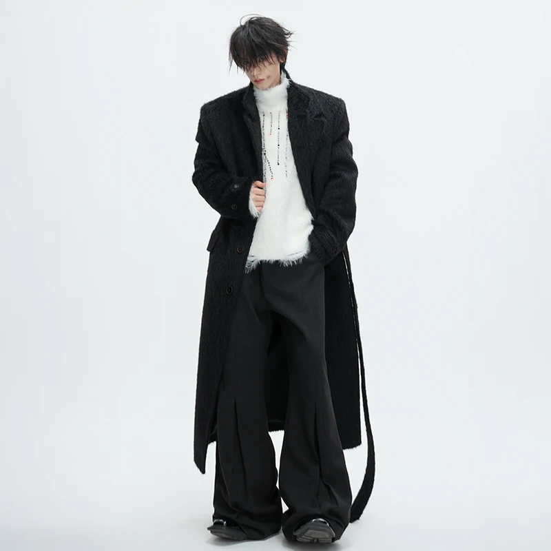 LUZHEN 2025 Winter New High Quality Tassel Diamond Patchwork Decorate Knitted Turtleneck Men's Fashion Handsome Sweater JY5342