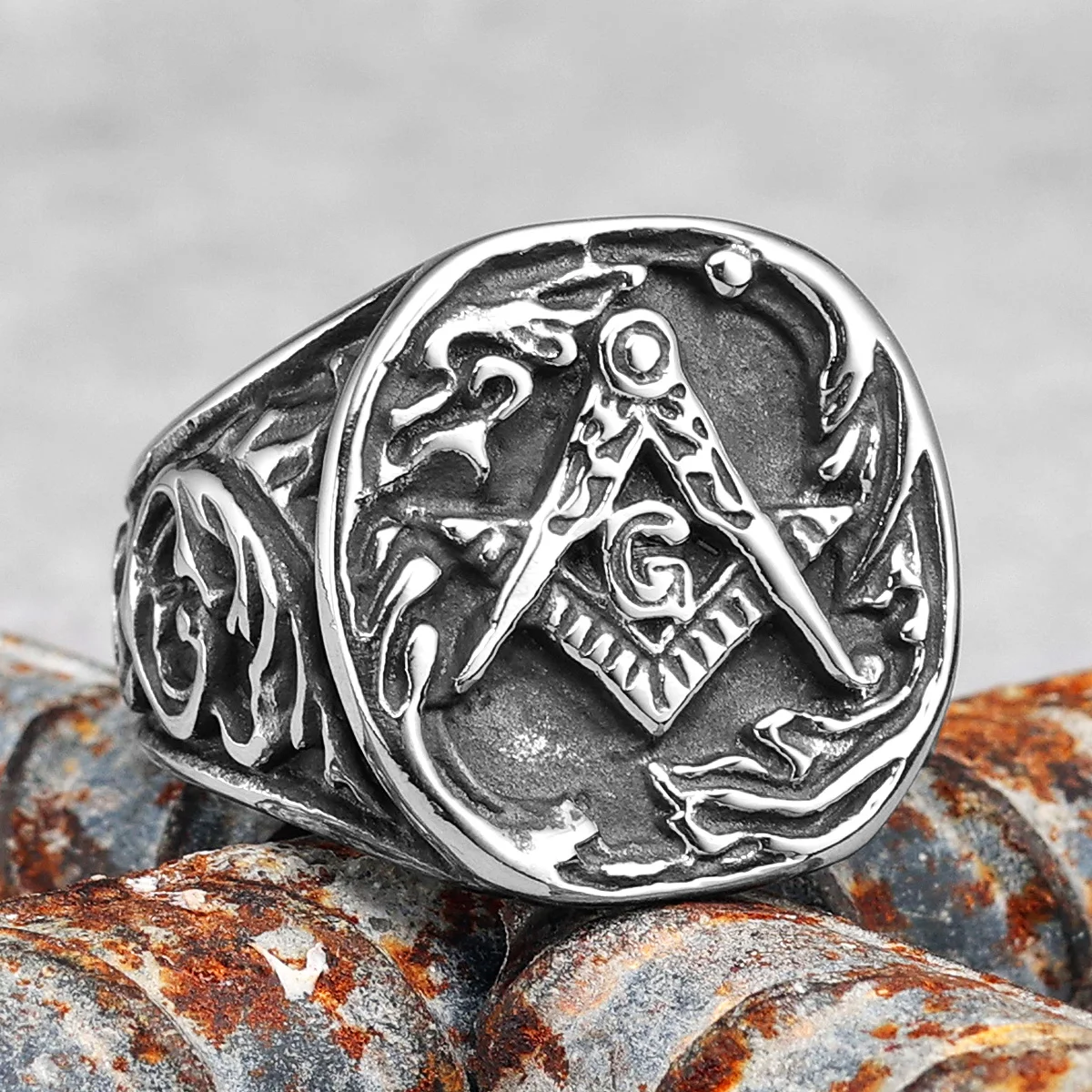 Masonic Rings 316L Stainless Steel Men Ring Billows Mason Freemasonry Rock for Rider Male Boyfriend Jewelry Best Gift Wholesale