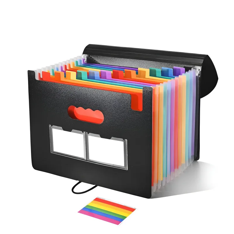 

Office Document Storage A4 File Folder 25 Compartments Three-Sided Seal Hanging Rope Accordion Bag for Business Organization