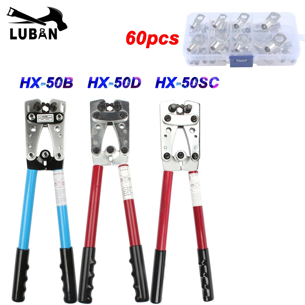 Crimping Plier 6-50mm AWG 22-10 Tube Terminal Crimper Multitool Battery Cable Lug Hex Crimp Tool Cable Terminal Plier Hand Tools