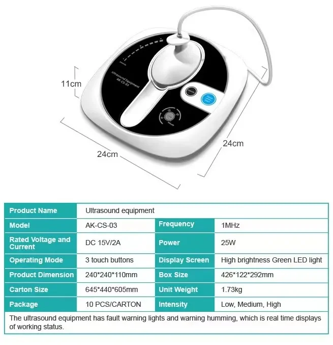 Portable therapeutic ultrasound machine for physiotherapy pain relief and sub-health