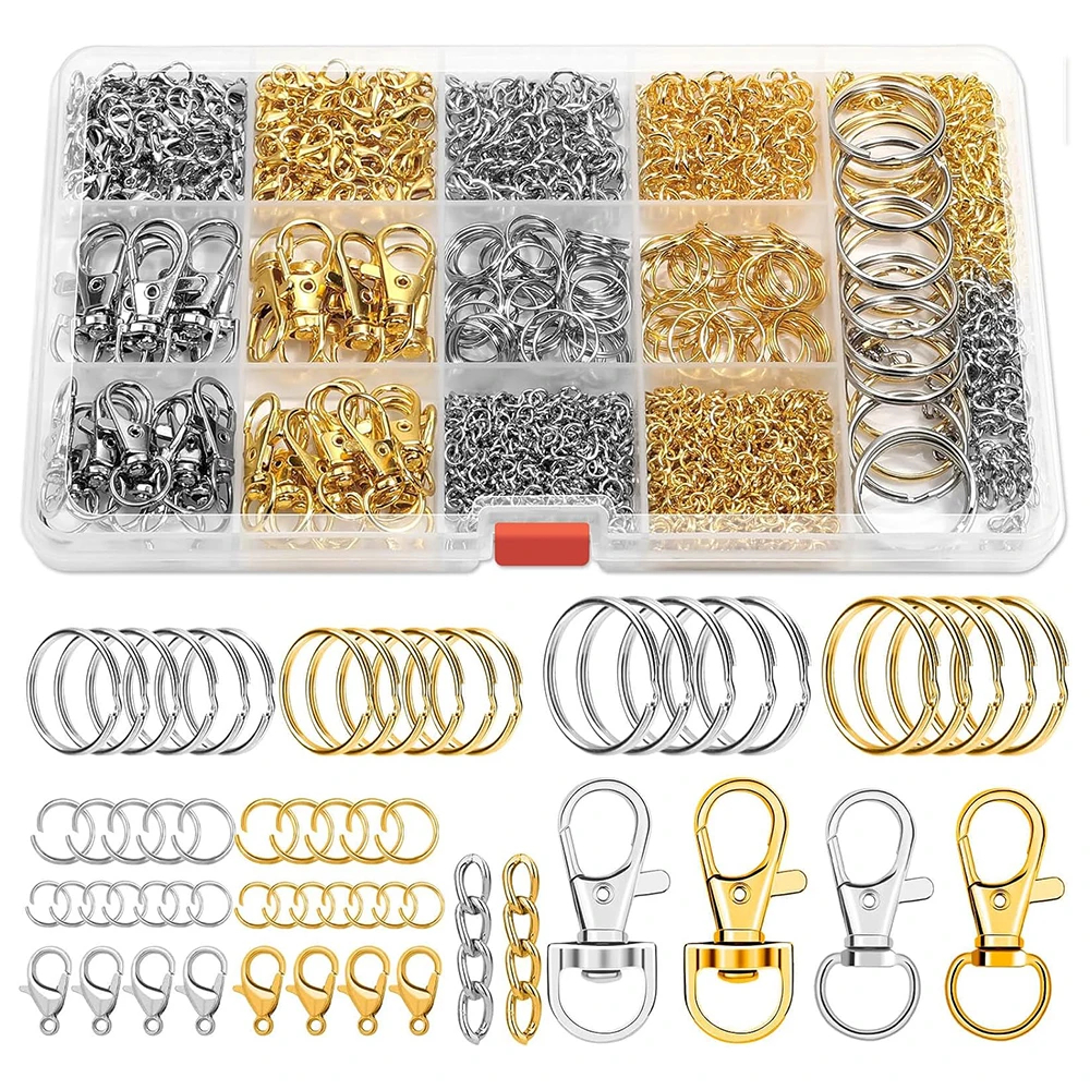 

990PCS Keychain Making Kit Craft Supplies Including Key Chain Hooks Lobster Clasps Key Rings Jump Rings Jewelry Making Kit
