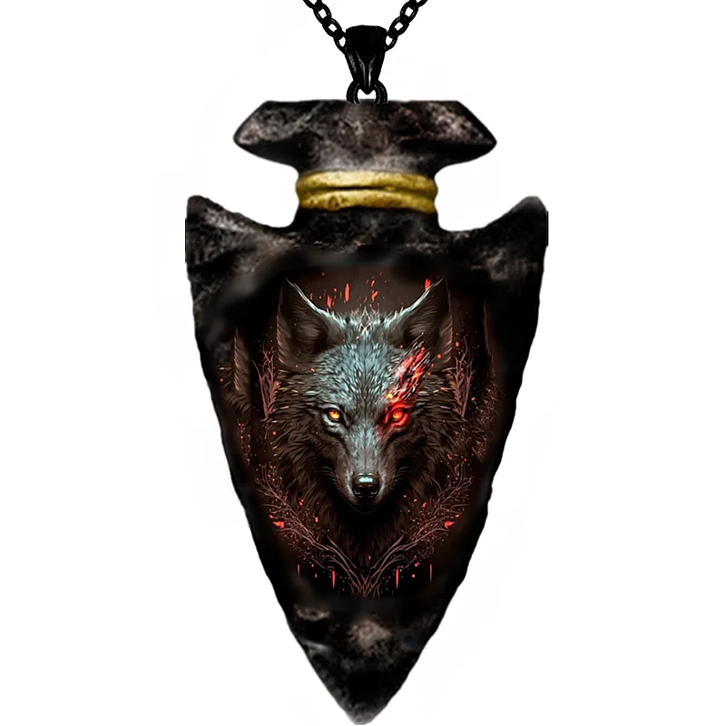 Fashion Punk Animal Wolf Head Black Pendant Necklace Hip Hop Necklace for Men Stainless Steel Jewelry Trendy Men Party Gifts