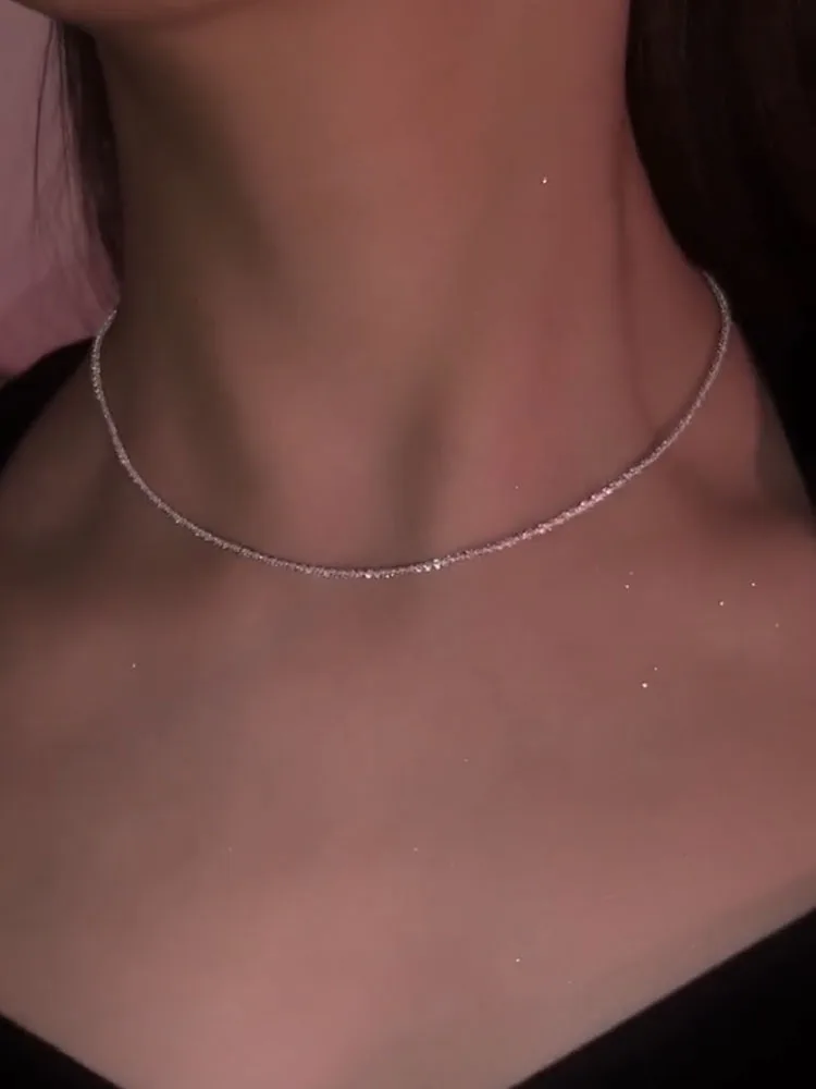 

Design silver starry sky collarbone chain women's necklace