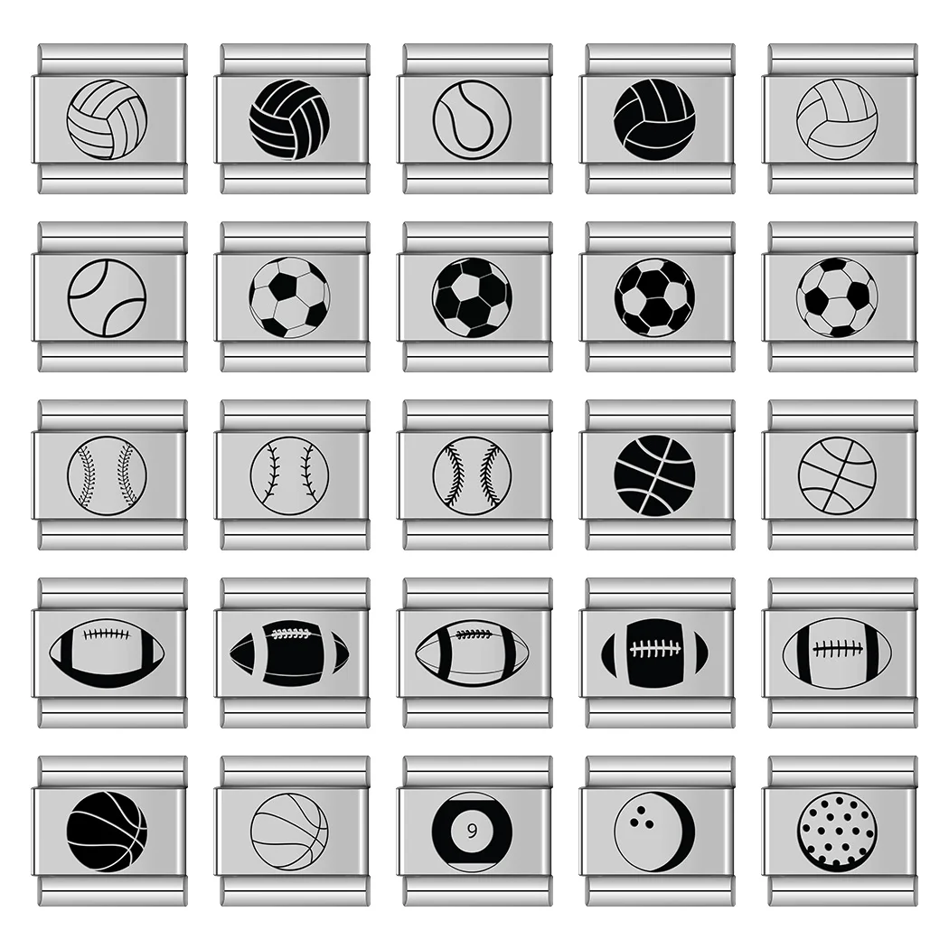 New Hot Sport Ball Soccer Rugby Volleyball Stainless Steel Bangle Italian Links Kit 9mm Charm Bracelets DIY Making 2025 Jewelry